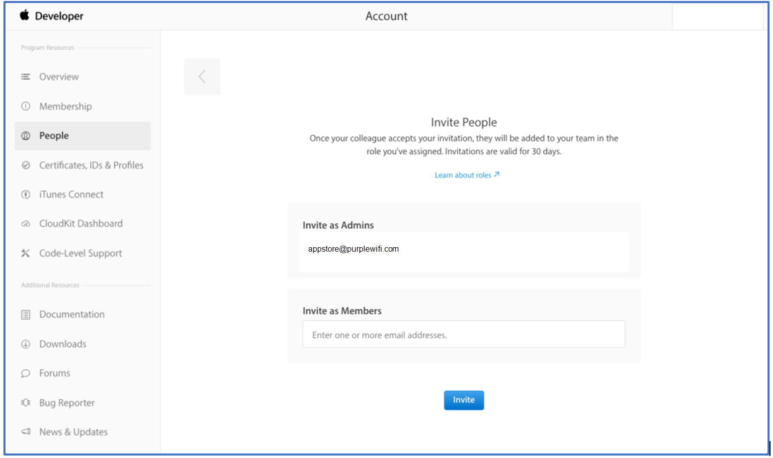 App Store Set Up Developer Account Purple Support