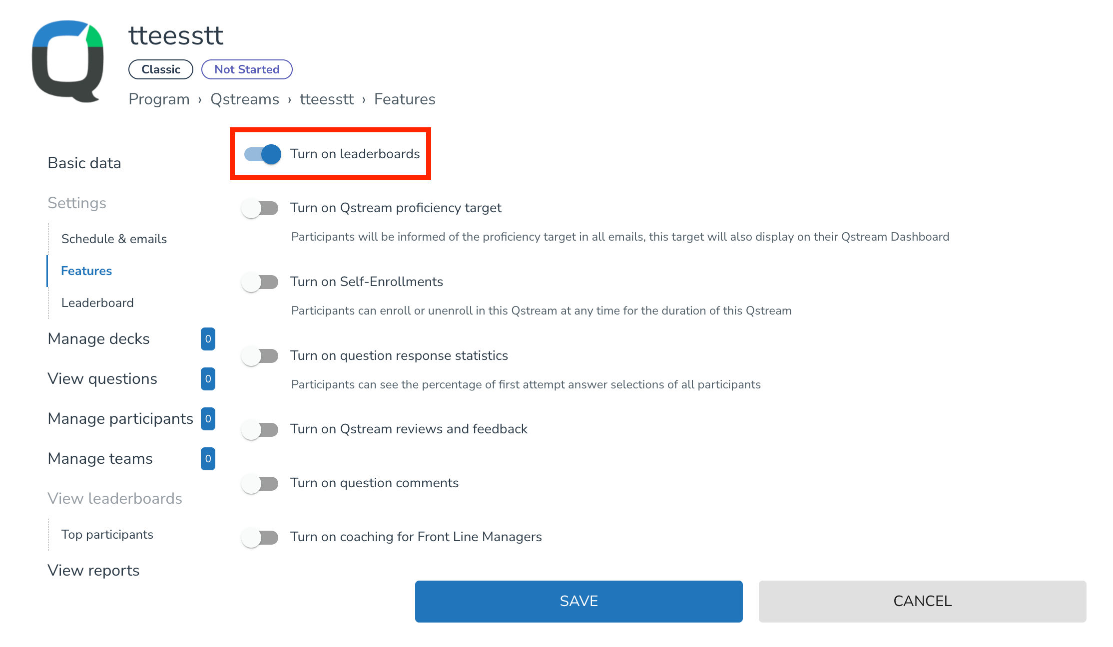 Enable Leaderboards Qstream Support
