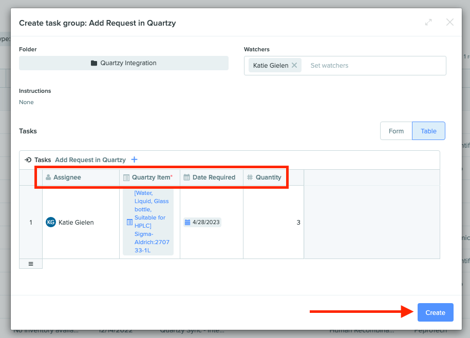Benchling Integration User Guide Quartzy Support