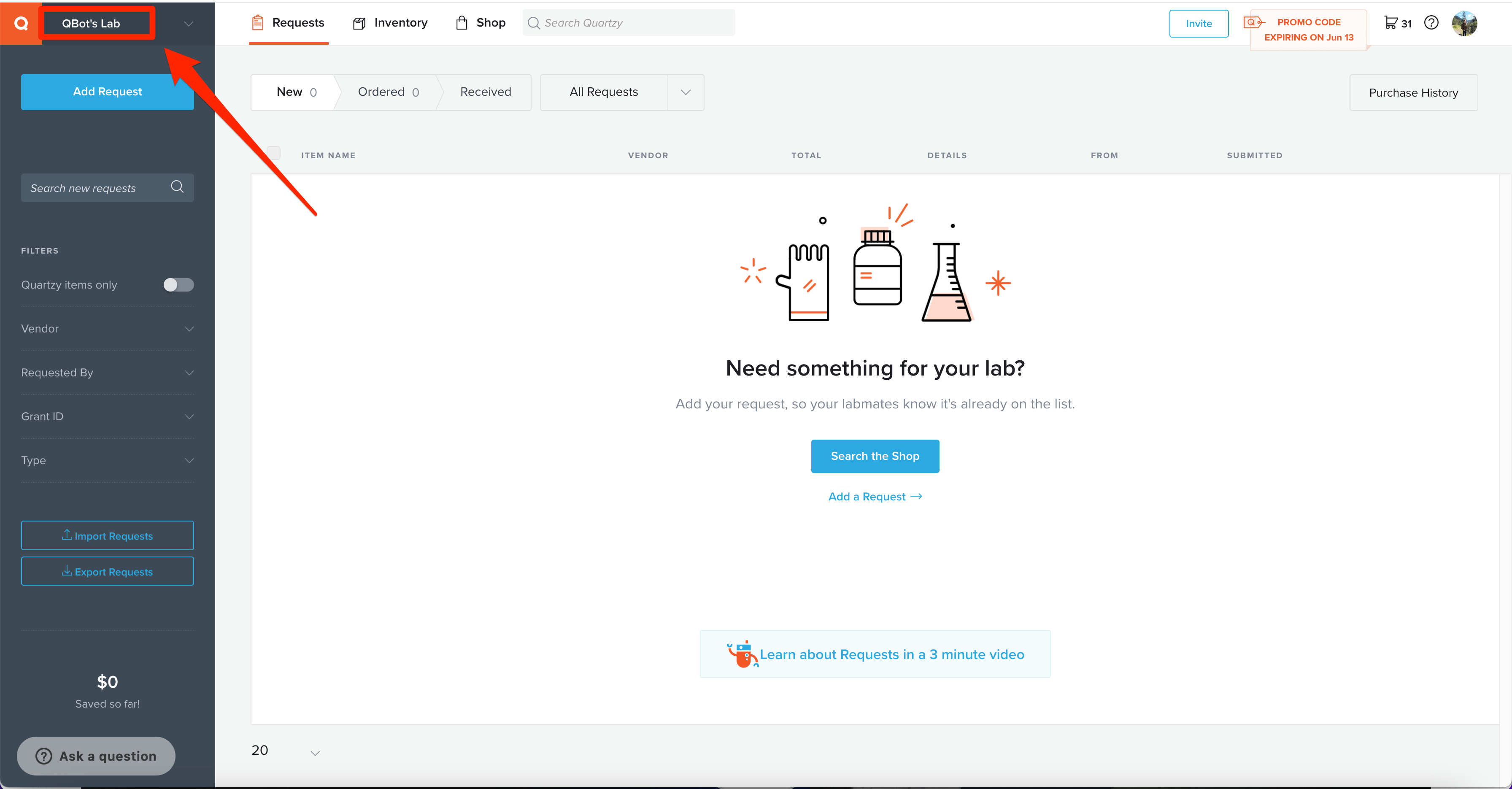 How to join an existing Organization or Lab on Quartzy Quartzy Support