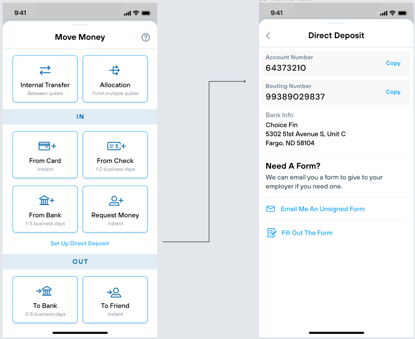 How do I set up Direct Deposit? Qube Money Support