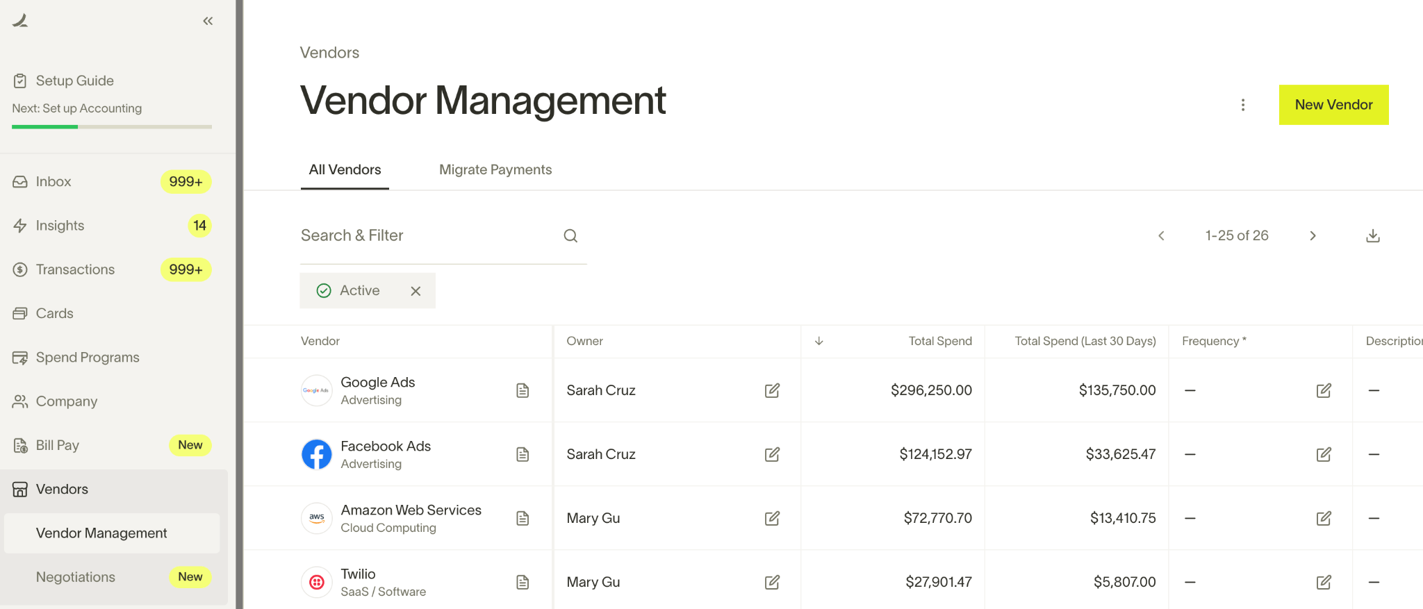 Vendor Management on Ramp Ramp