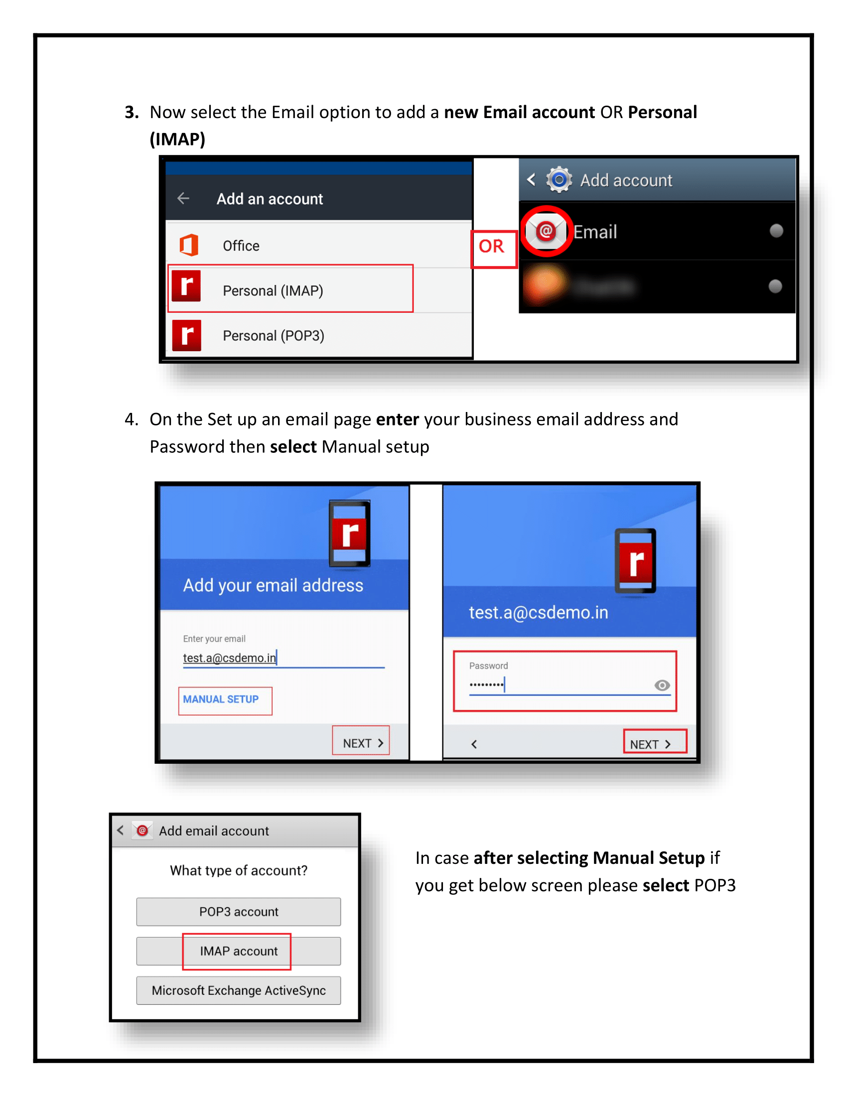 Android IMAP Rediffmail Support