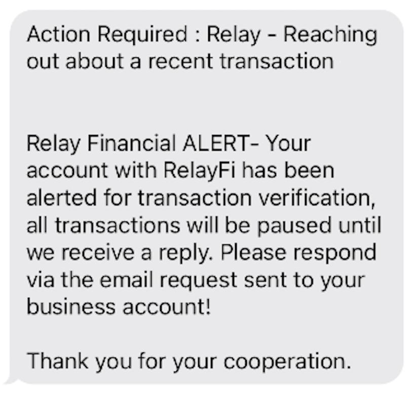 Visa fraud alerts Relay Financial