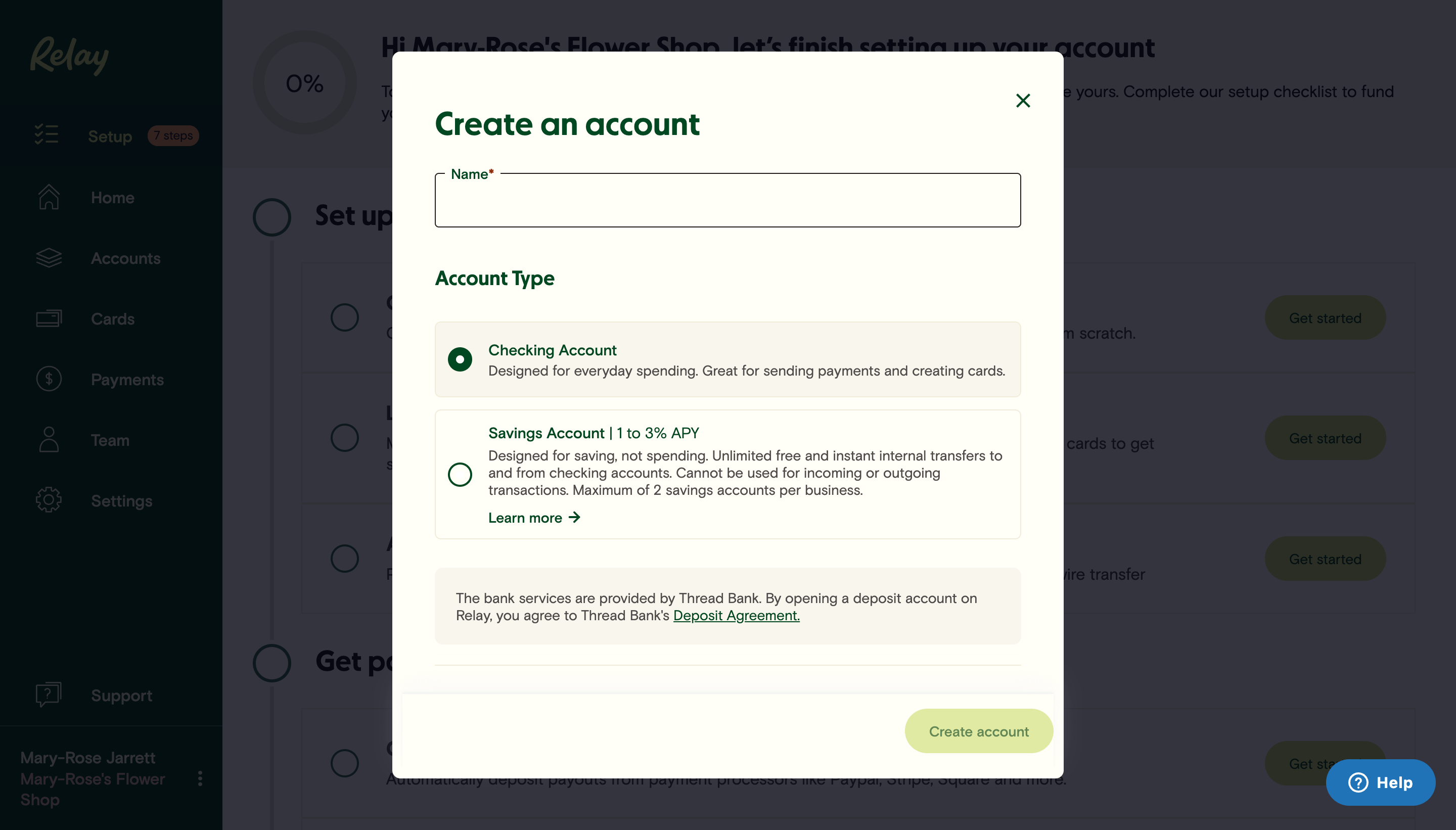 Using the setup checklist Relay Financial