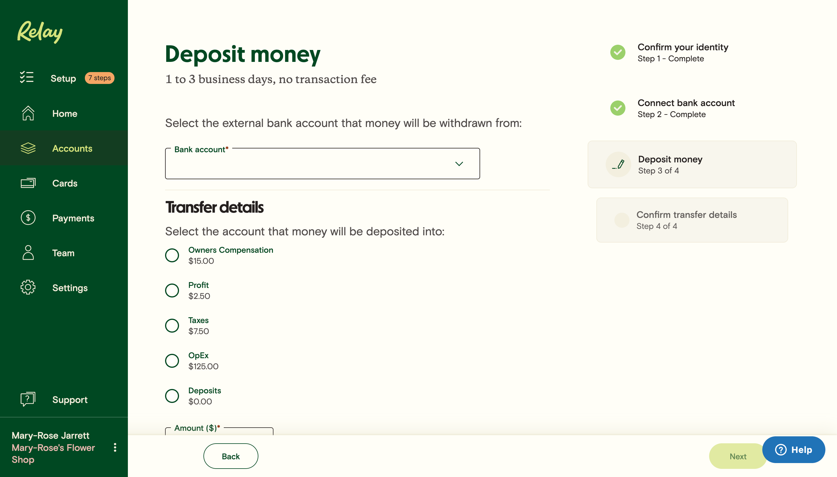 Using the setup checklist Relay Financial