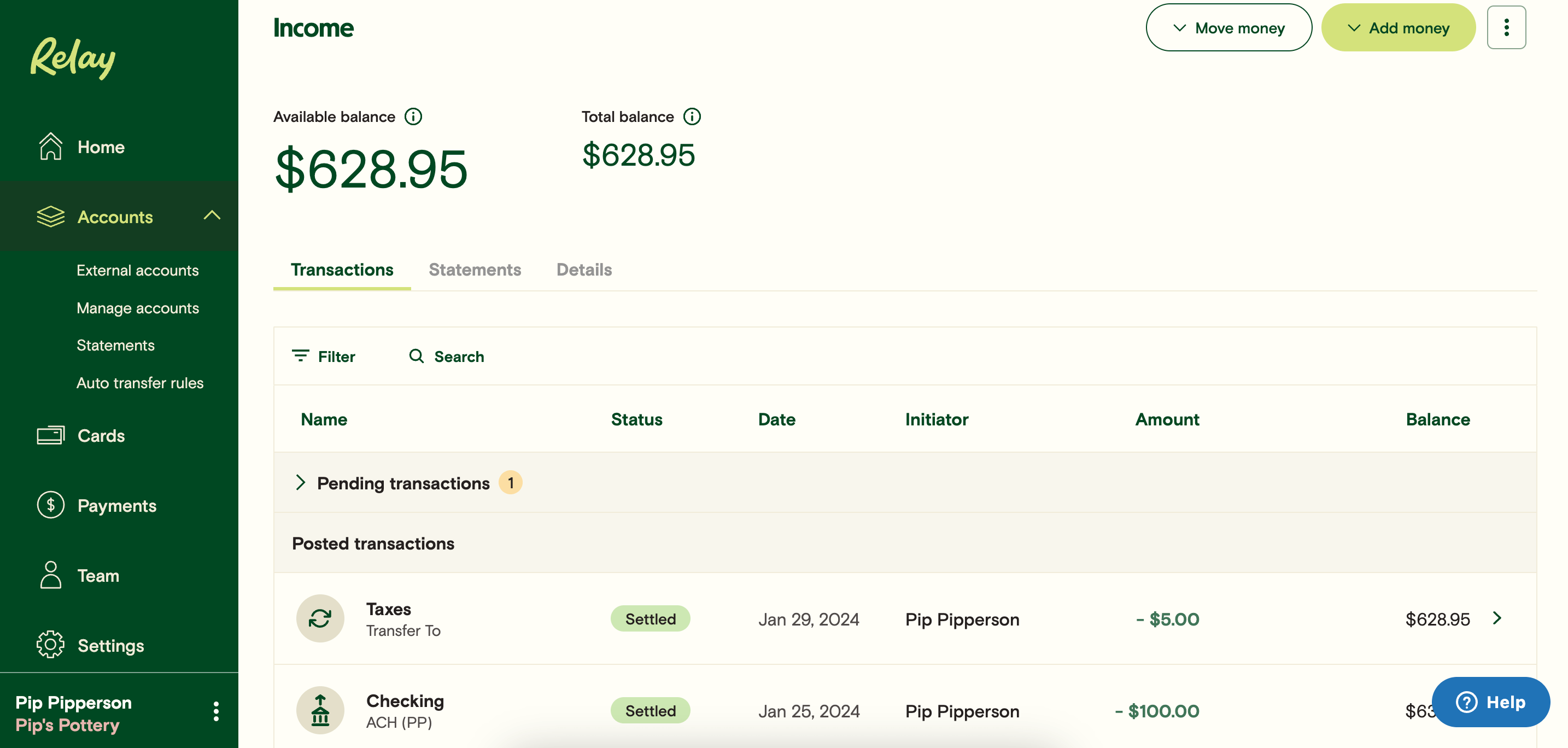 Receiving an international wire Relay Financial