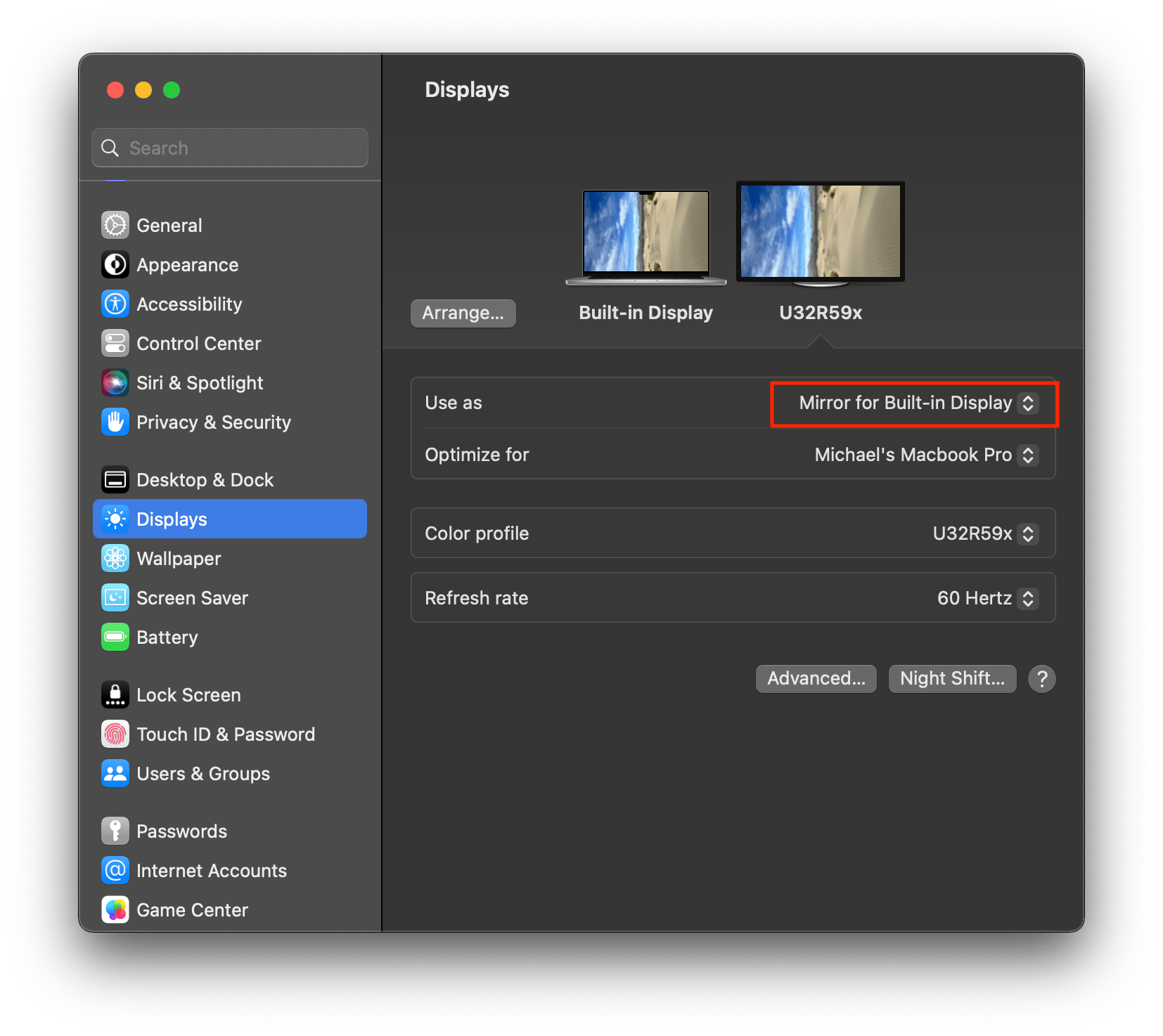 System Screen Setup for Mac Renewed Vision