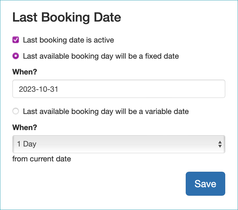 Set a first or last date for bookings Resurva Support Get Help