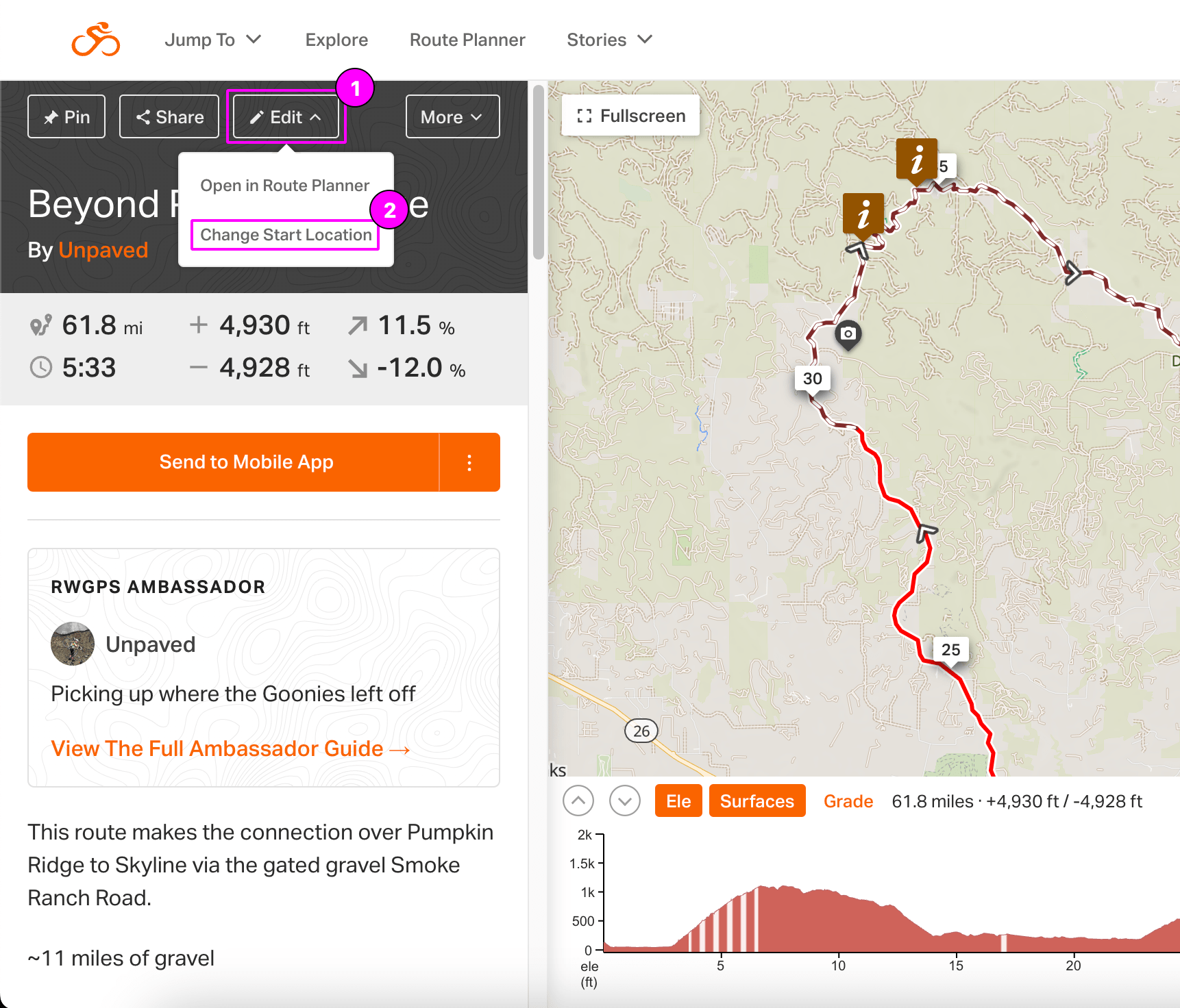 Change Start Ride with GPS Help Center