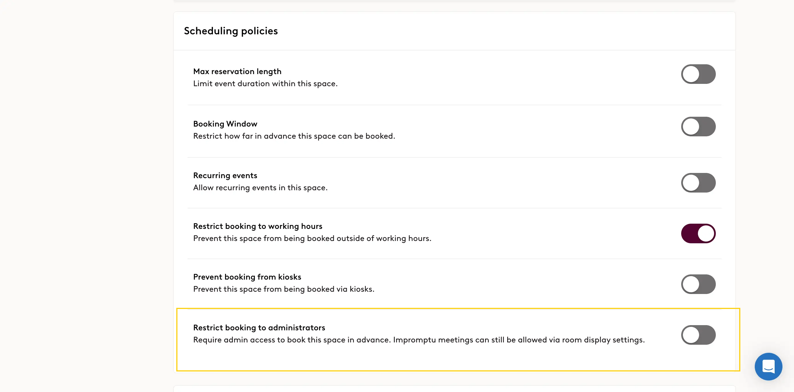 Scheduling restrictions for spaces – Robin Help Center