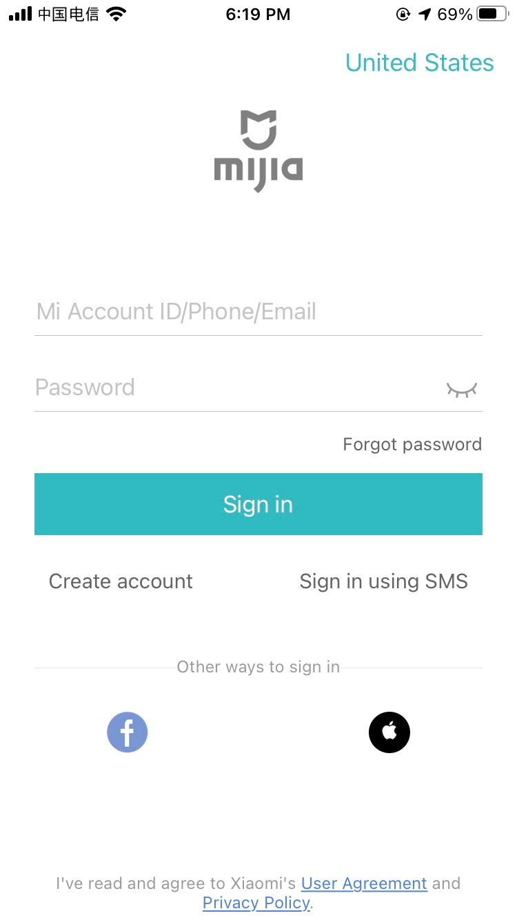 How do I connect robot cleaner to Mi Home APP on an iOS device