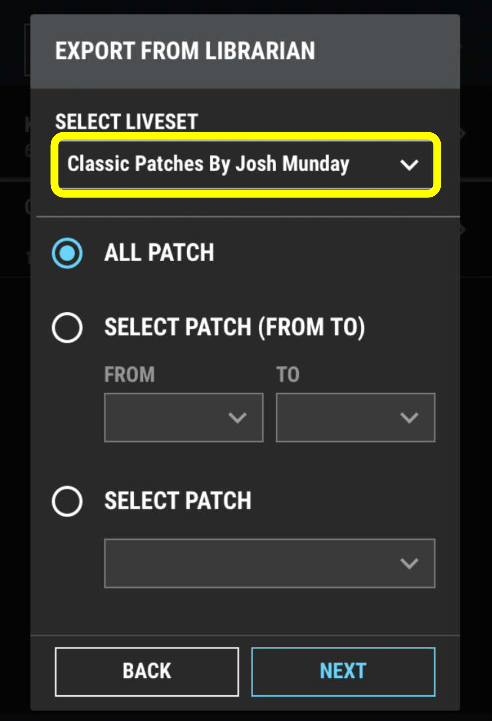 KATANA-AIR, KATANA-AIR EX: How do I export patches saved in BTS for