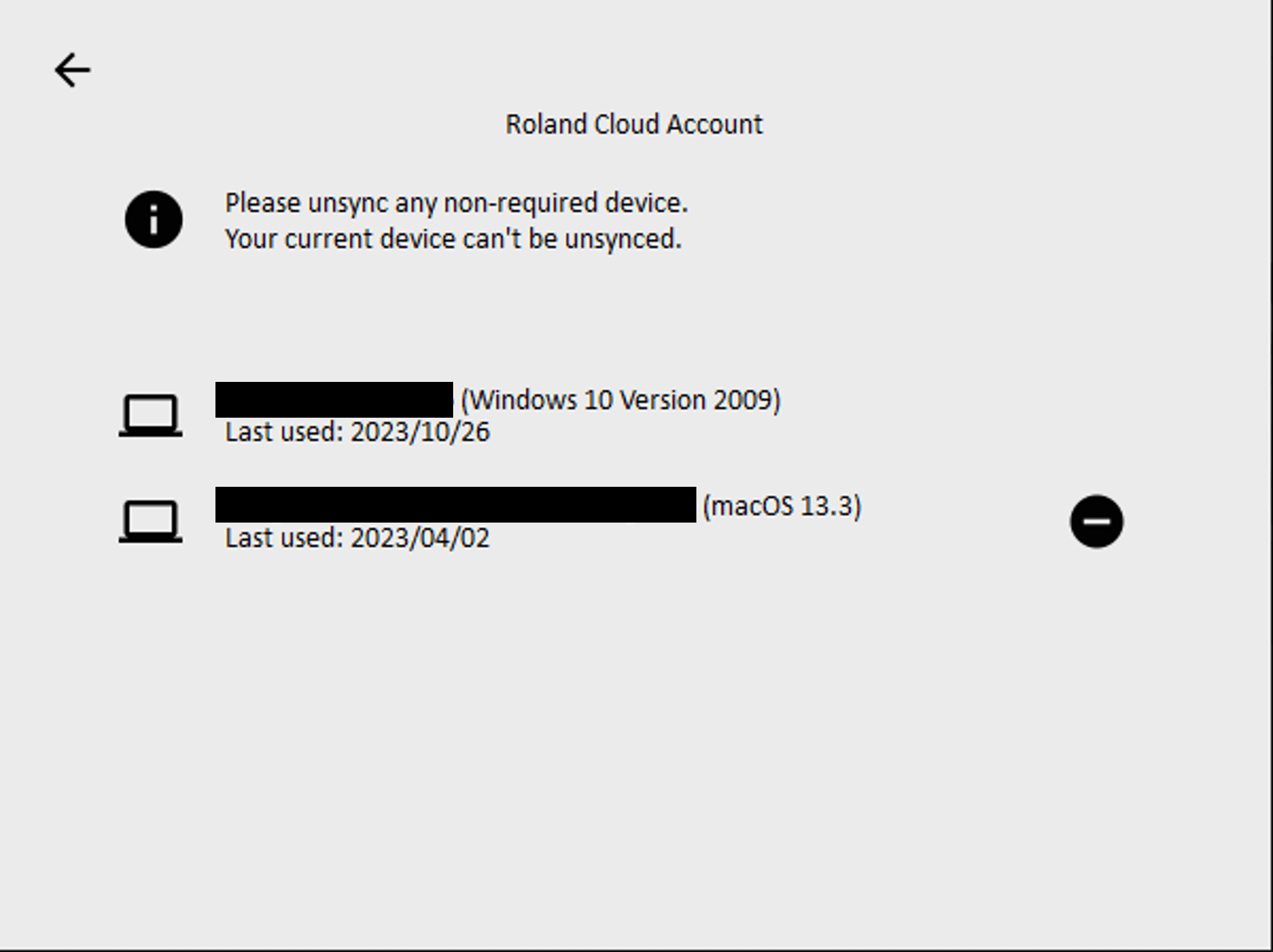 Roland Cloud How to manage the devices on which Roland Cloud Manager
