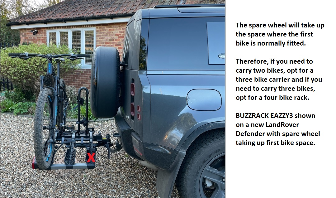 Tow bar bike carriers for vehicles with a spare wheel on the back The