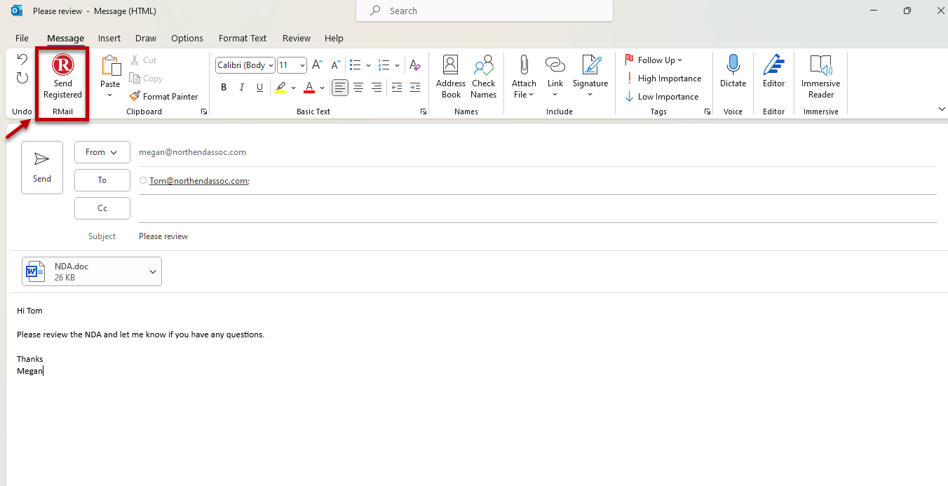 The "Send Registered" Button Help Center