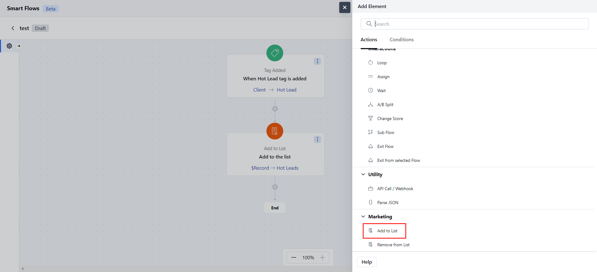 Add to List Salesmate