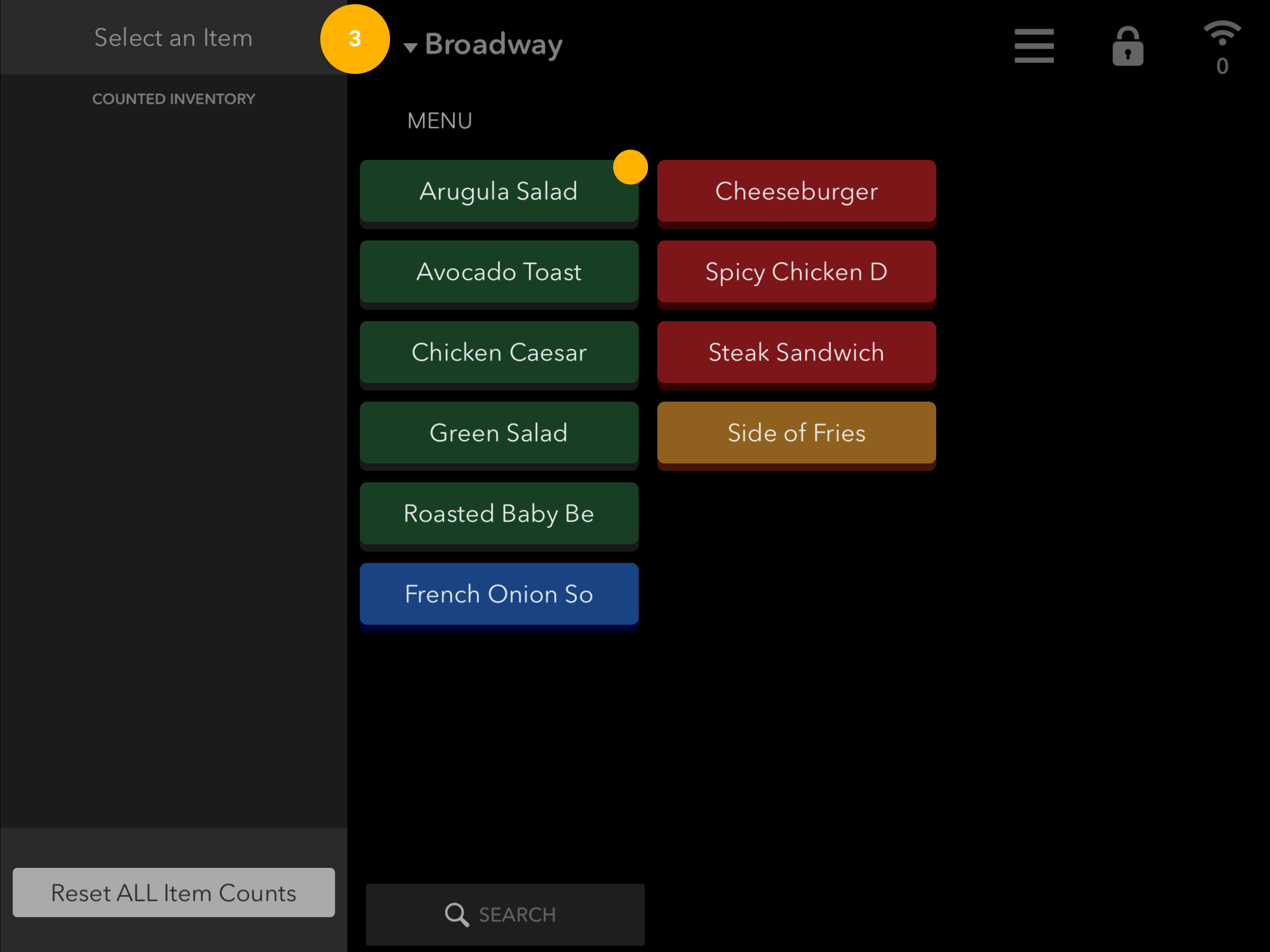 Manage Menu Item Counts (low counts/86s) on the POS SALIDO Resource