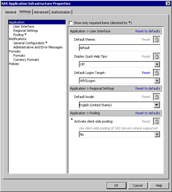 Setting Global Properties for SAS Applications Using SAS Application