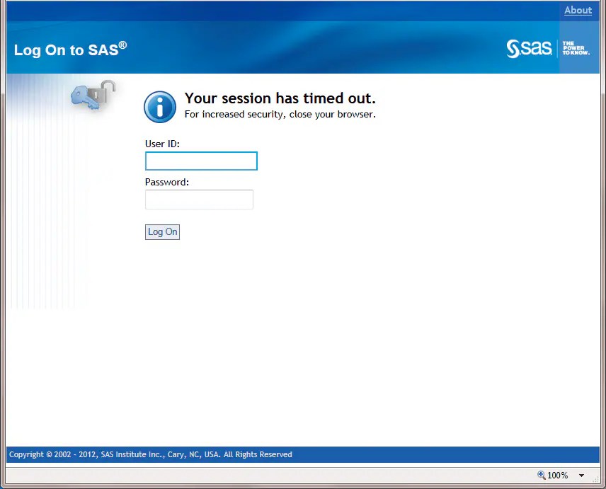 Log Off of SAS Web Report Studio SAS(R) Web Report Studio 4.31 User