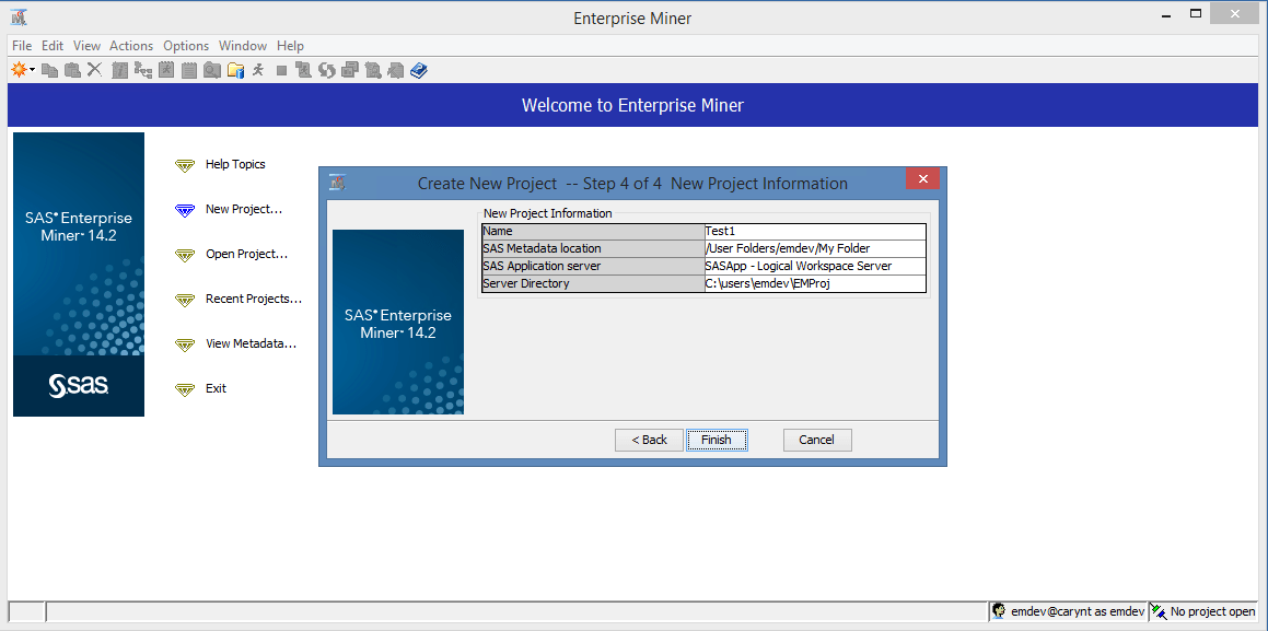 Verify the Installation SAS® Enterprise Miner(TM) 14.2