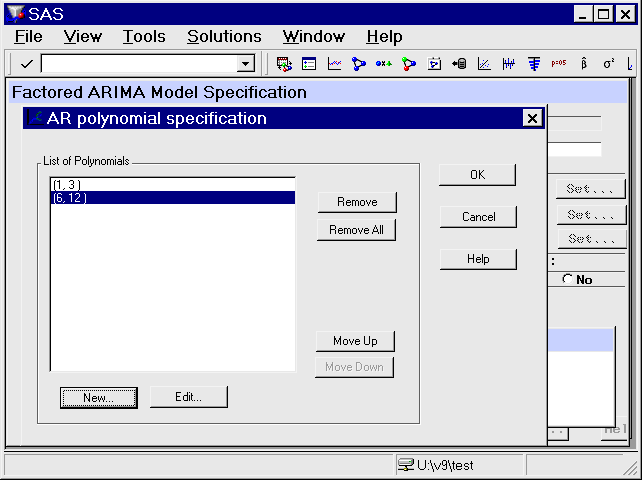 Factored ARIMA Model Specification Window SAS/ETS(R) 14.1 User's Guide