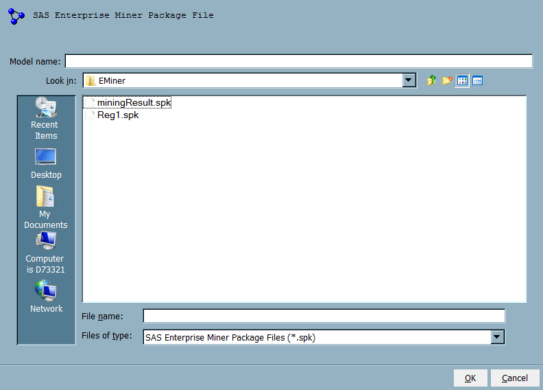 Import Package Files from SAS Enterprise Miner SAS(R) Model Manager