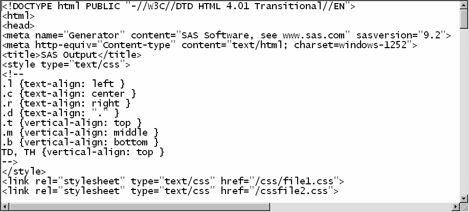 Dictionary of ODS Language Statements ODS MARKUP Statement