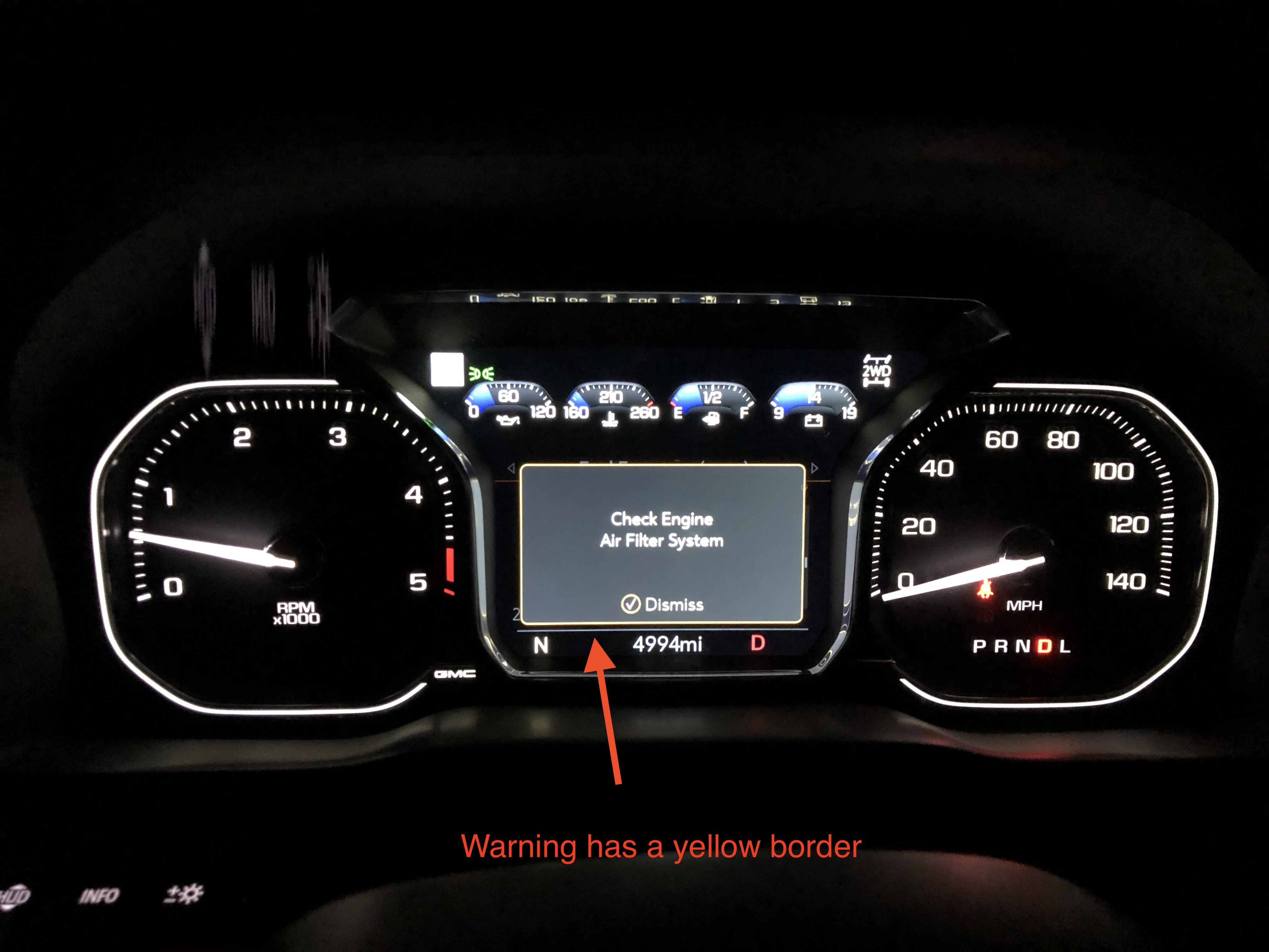 Check Engine Air Filter System message on Instrument Panel for 2019+ GM