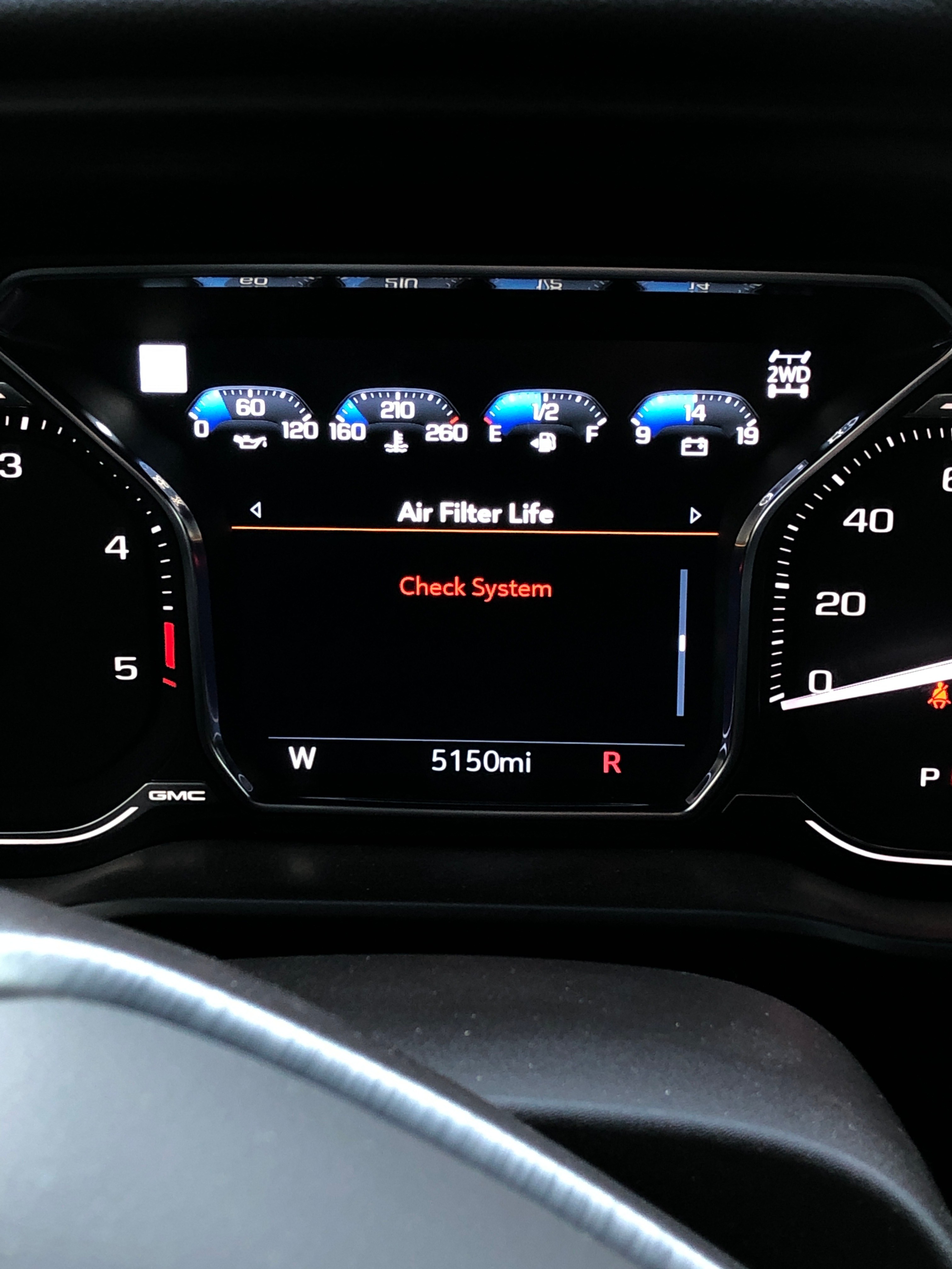 Check Engine Air Filter System message on Instrument Panel for 2019+ GM