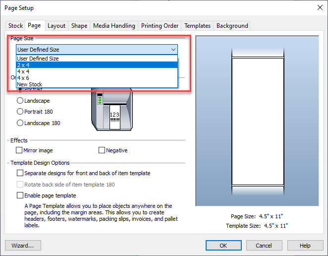 Set default page size for BarTender label BarTender Support Portal