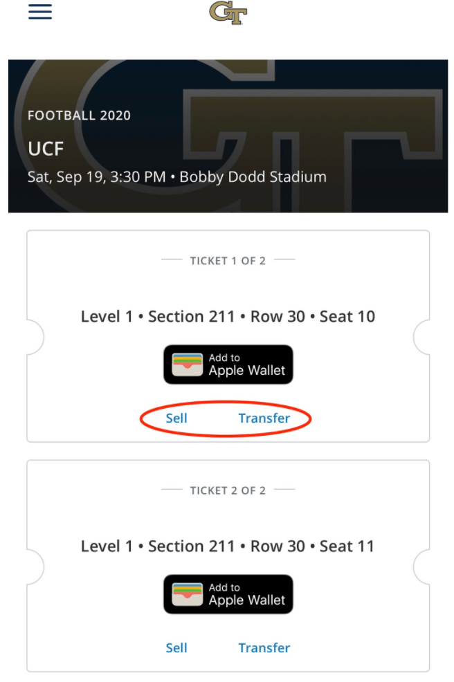 How do I accept my college football mobile transfer tickets? SeatGeek