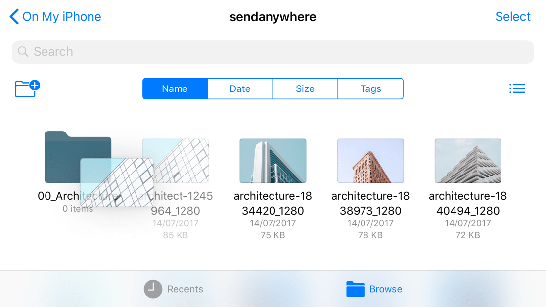 Organize your received files with Files app on iOS Send Anywhere