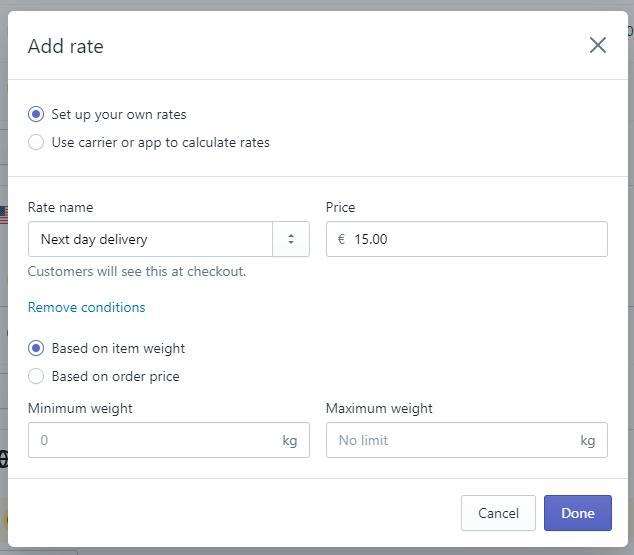 Setting up shipping methods in Shopify Sendcloud Help Center