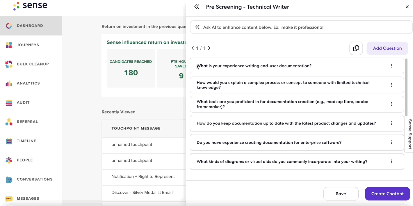 Prescreening Question Generator SenseHQ