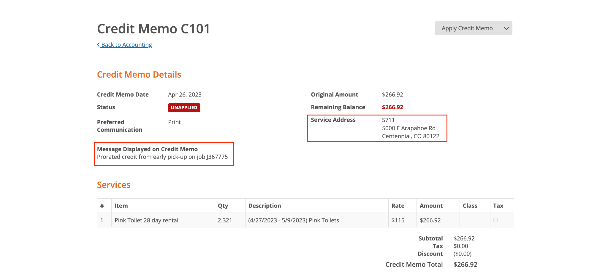 AutoCredit Memos ServiceCore