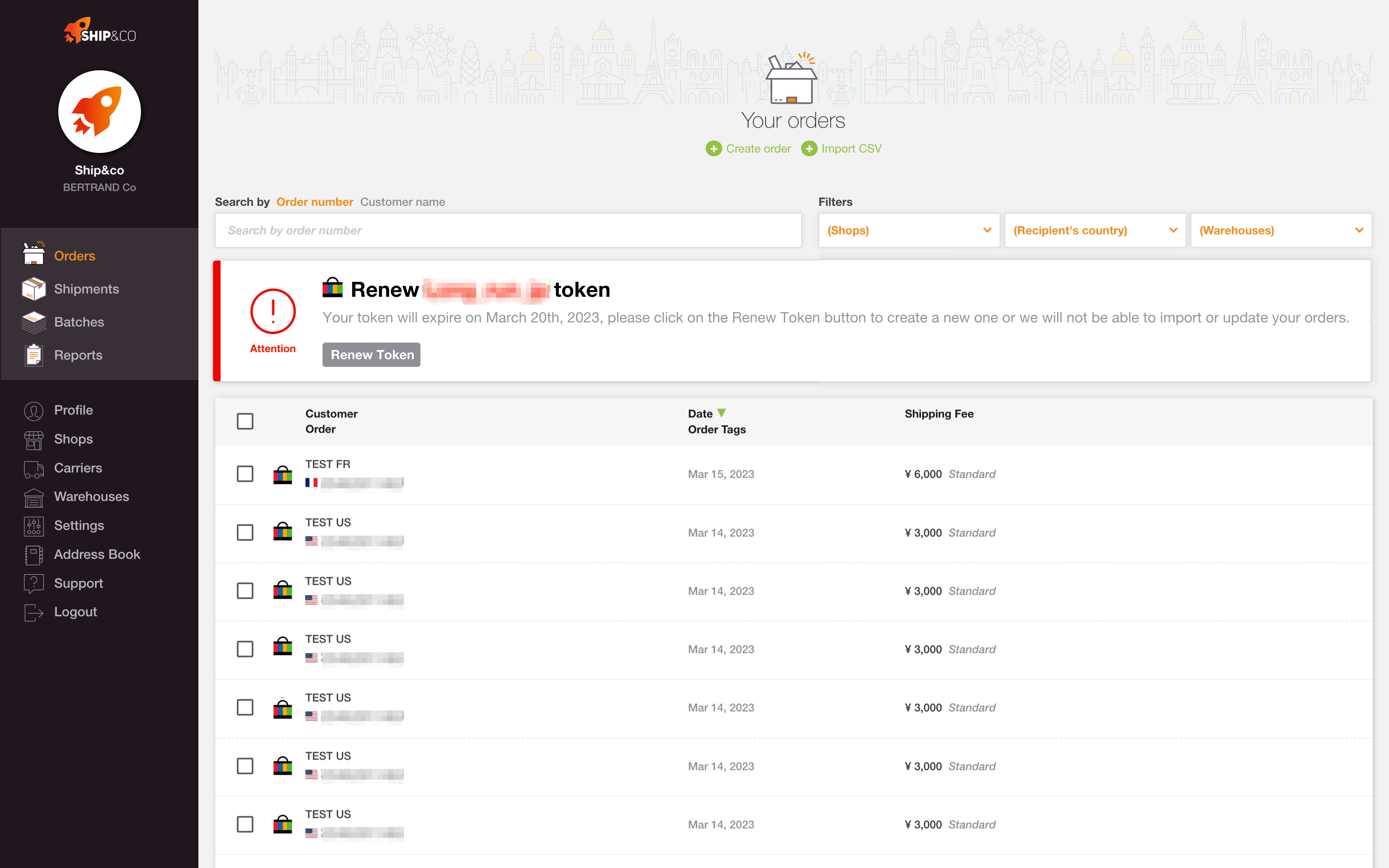 How to update the eBay authentication token Ship&co