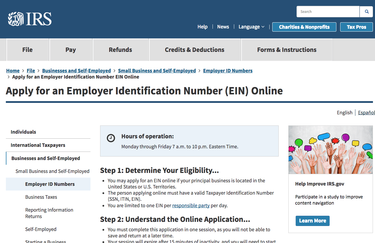 · EIN Your Employer Identification Number Support Center