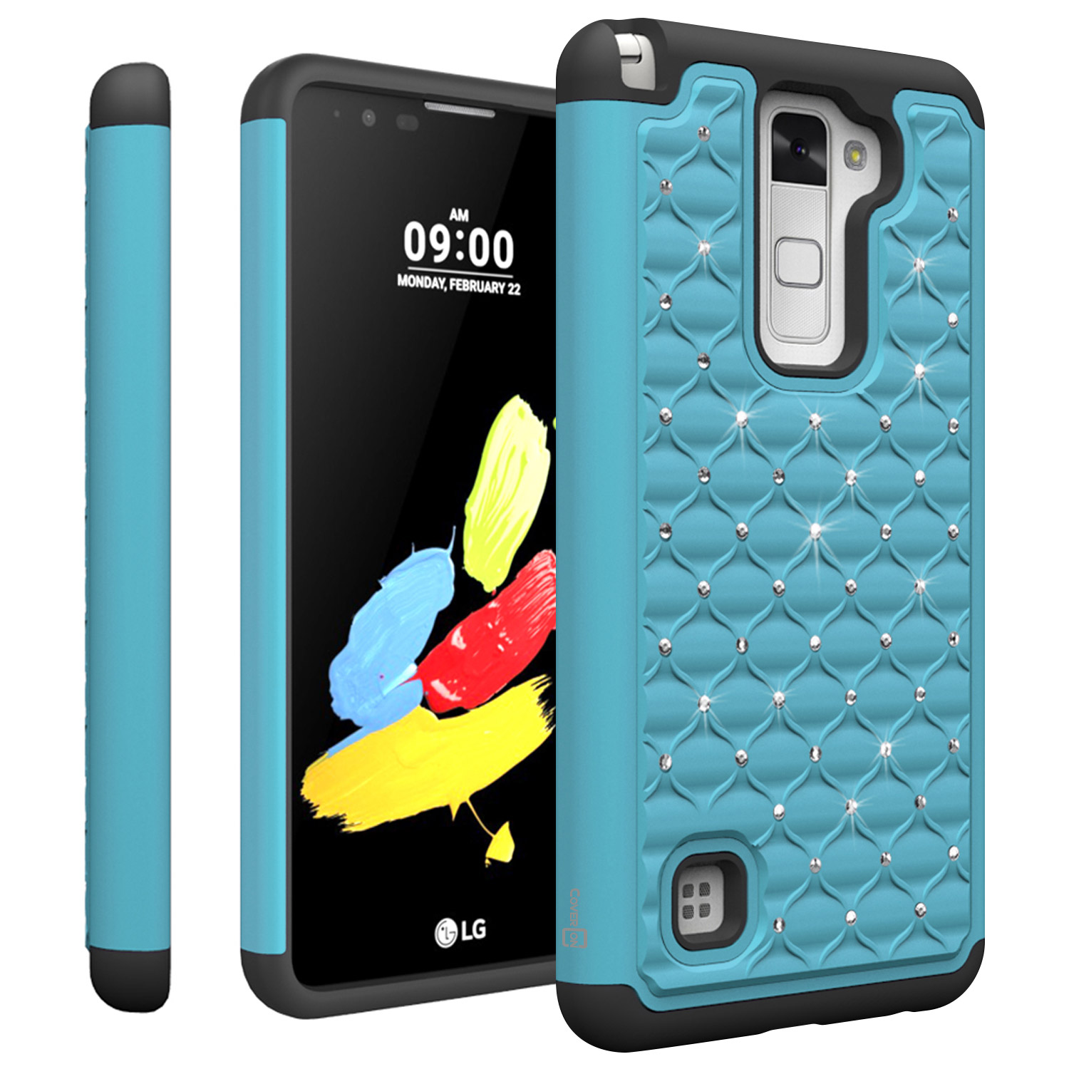 For LG Stylo 2 / Stylus 2 Case Sky Blue / Black Hybrid