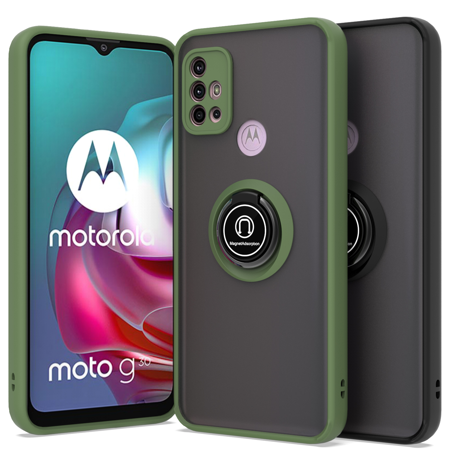 Fit Motorola Moto G30 / G10 Phone Case And Screen Protector Kickstand Ring Cover eBay