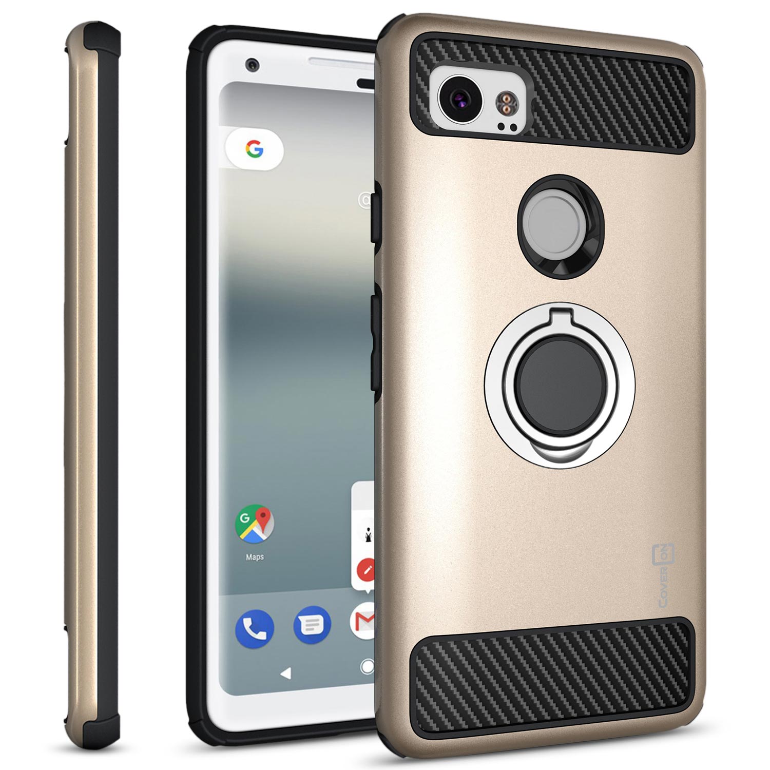 For Google Pixel 2 XL / 2XL Hybrid Armor Protective Ring Phone Cover