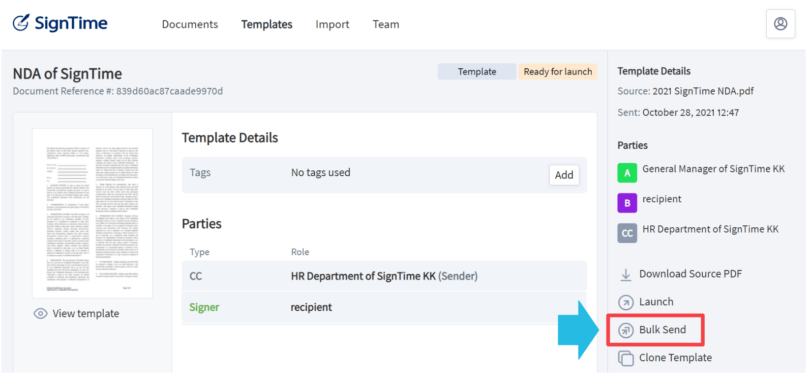 How to bulk send documents using a CSV file SignTime ヘルプセンター