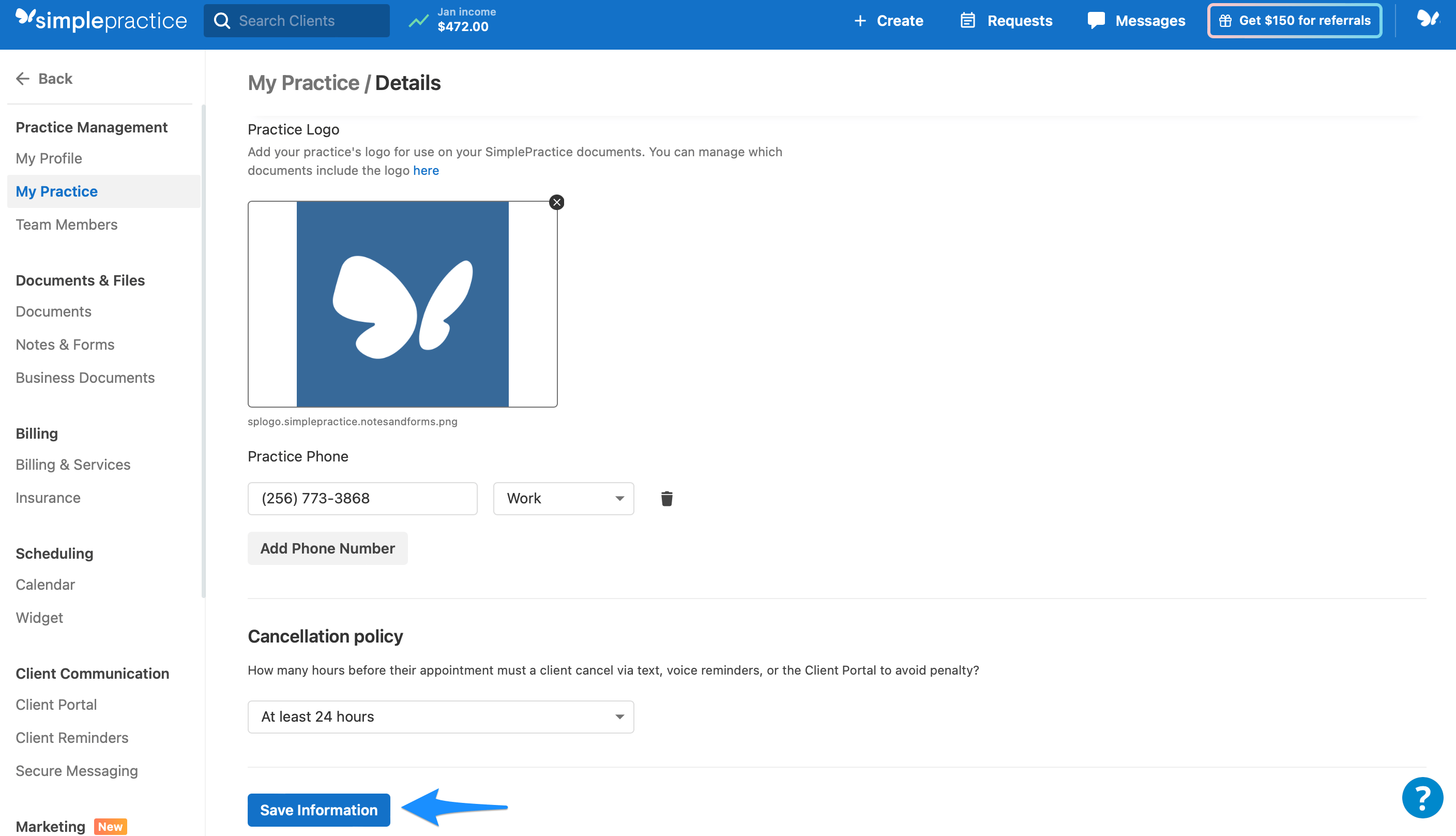 Setting up your practice's cancelation policy SimplePractice Support