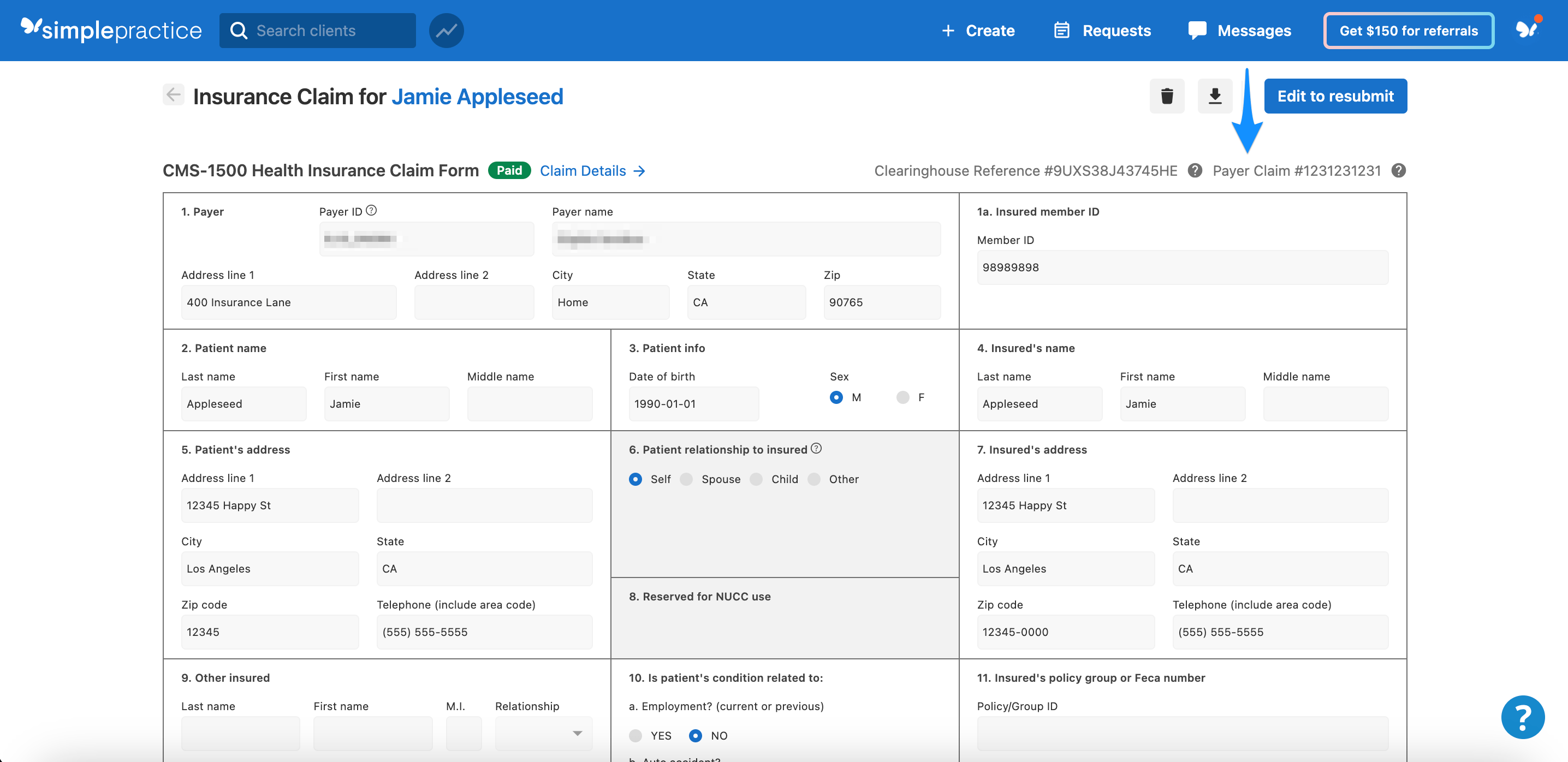 Submitting a corrected claim SimplePractice Support