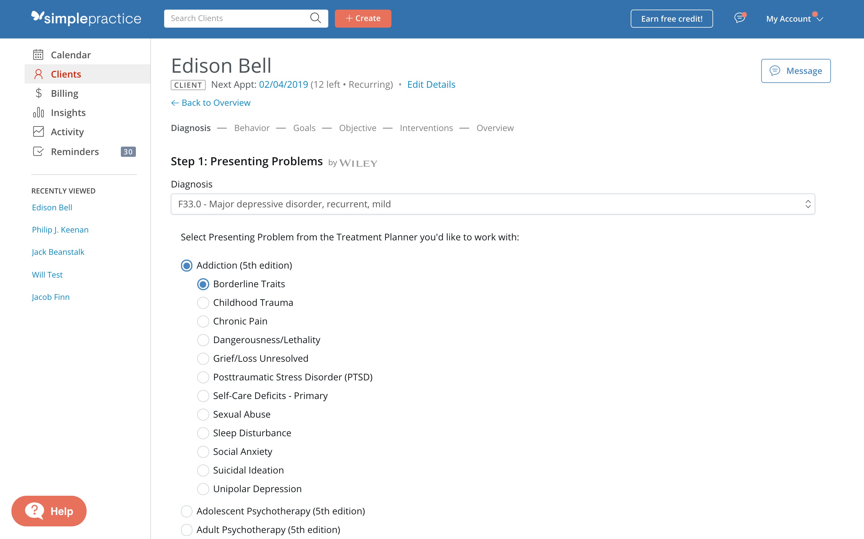 Using Wiley Treatment Planners SimplePractice Support