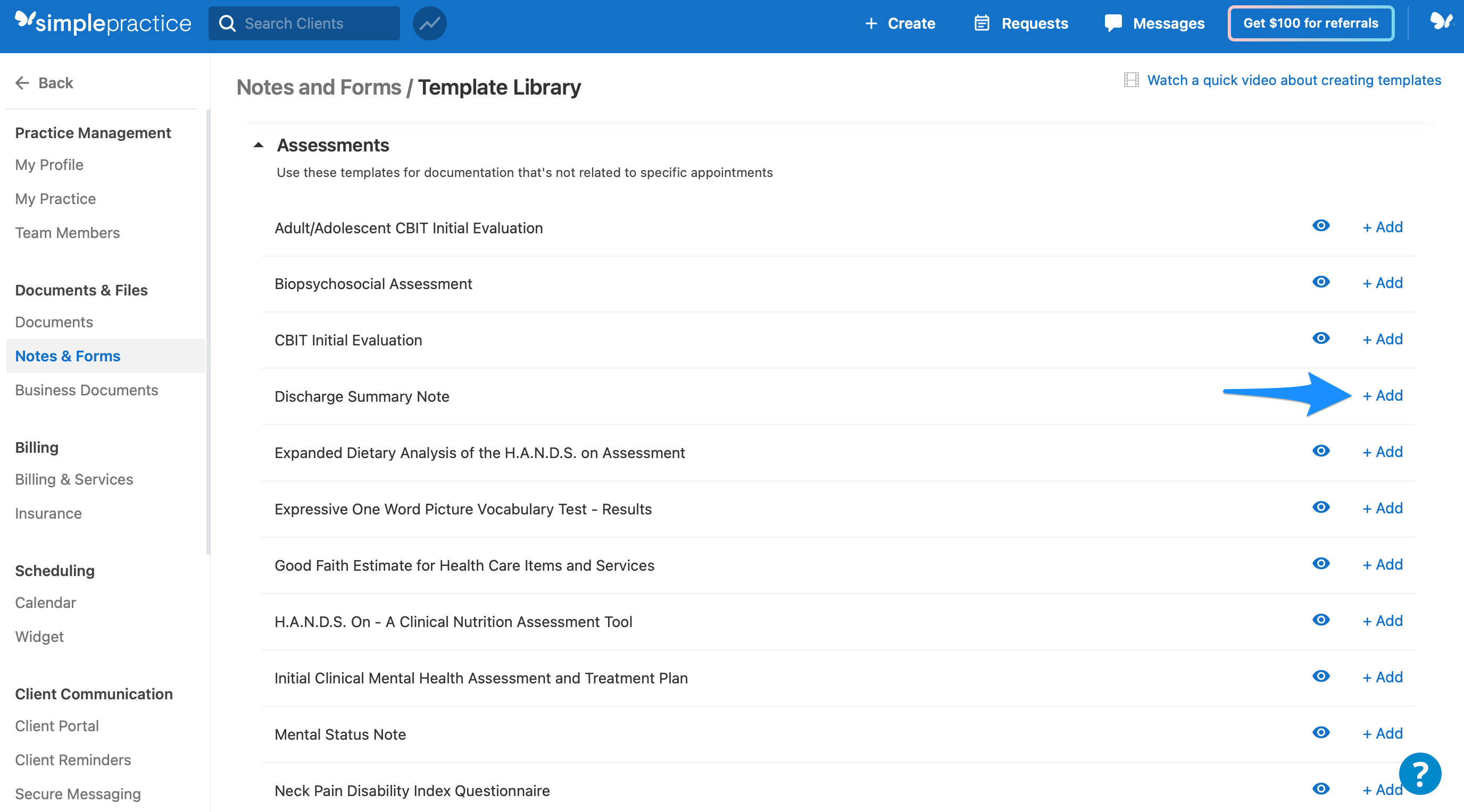 Saving a Discharge Summary in a client's file SimplePractice Support