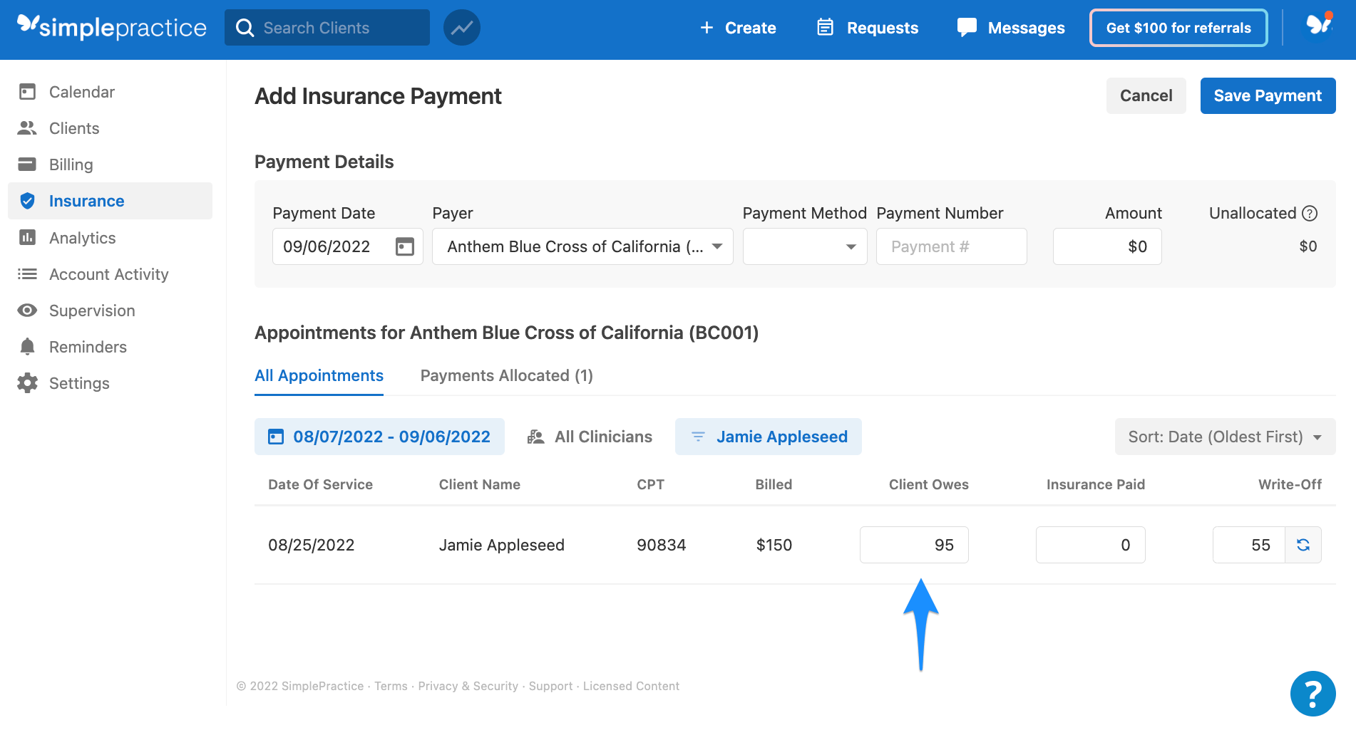 Billing clients who haven’t met their deductible SimplePractice Support