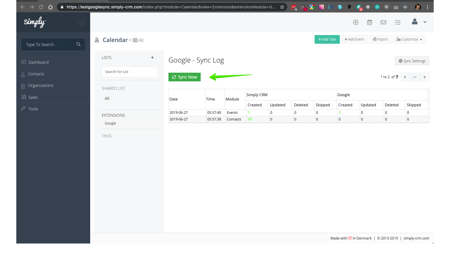 How to integrate the Google Calendar in Simply CRM Support Simply