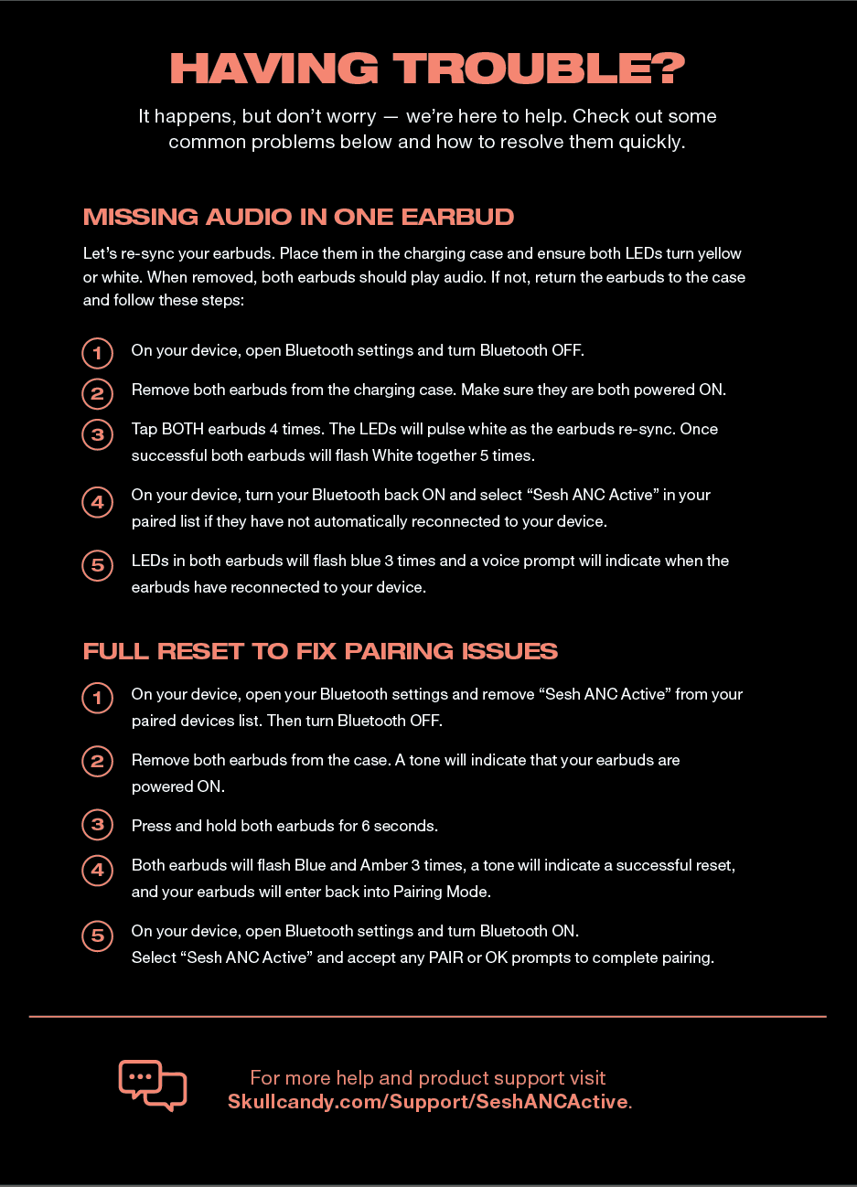 Sesh ANC Active – Skullcandy Support