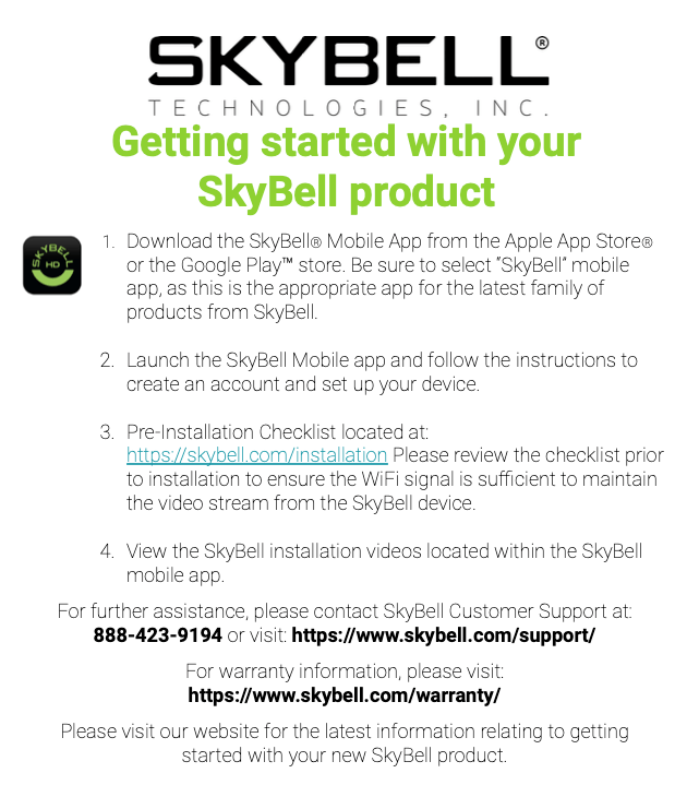 SkyBell LED Reference Guides – SkyBell Technologies
